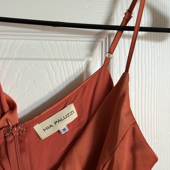 Mia Paluzzi midi asymmetrical dress color burn orange, adjustable straps - Picture 5 of 5
